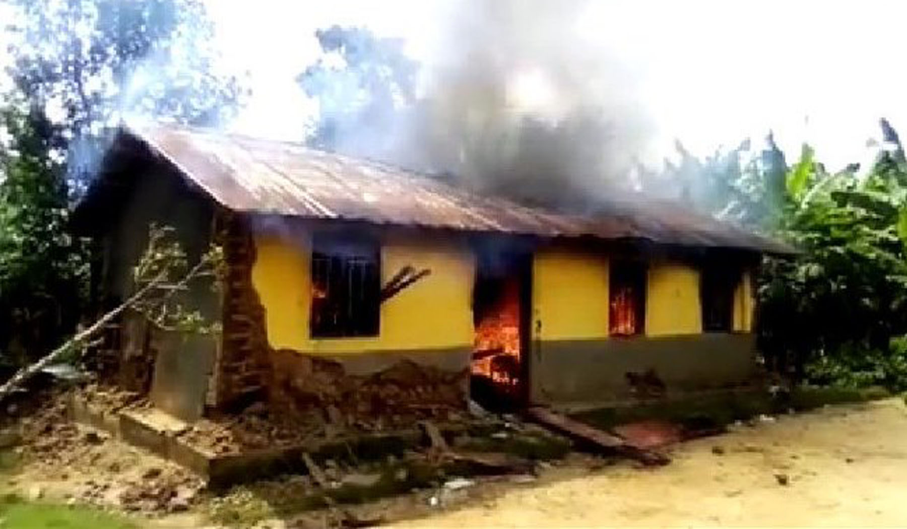Unknown Residents set on fire a House of their fellow in Kisoro district.