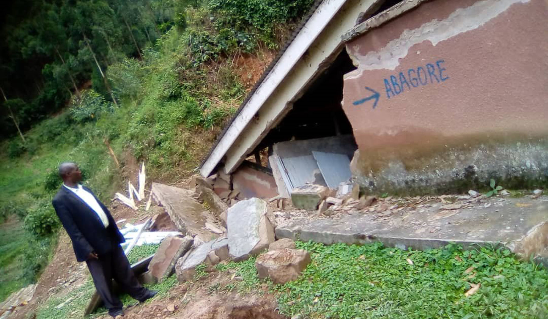 Bukimbiri Health Center III Toilet Swept away by floods.